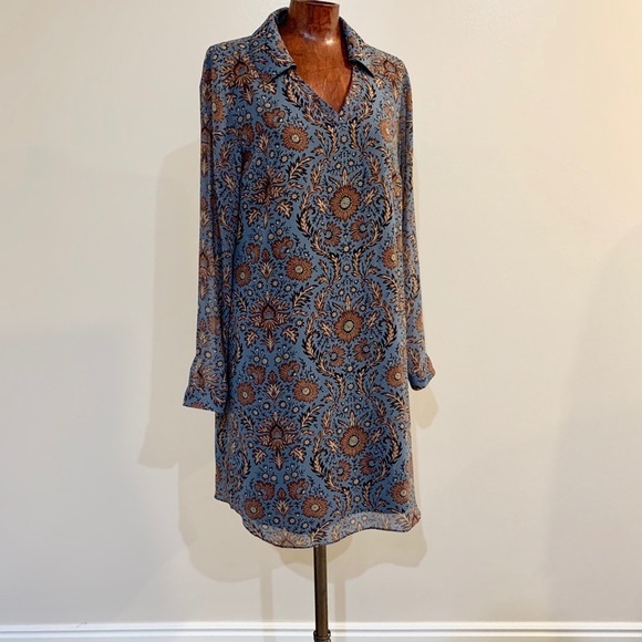 Cabi Provincial Shift Dress Blue Brown Floral - Picture 3 of 8